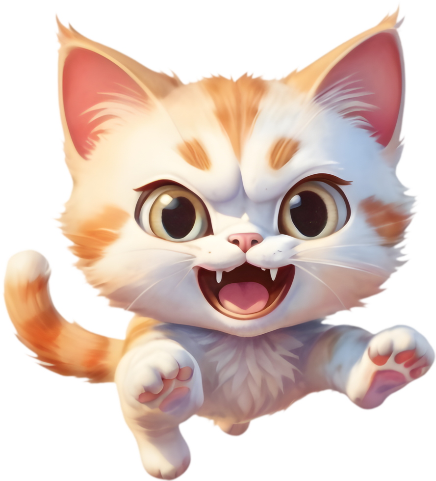 Adorable Cartoon Kitten with Bandaged Paw. .Cartoon Cat Graphics for Greeting Cards. . png