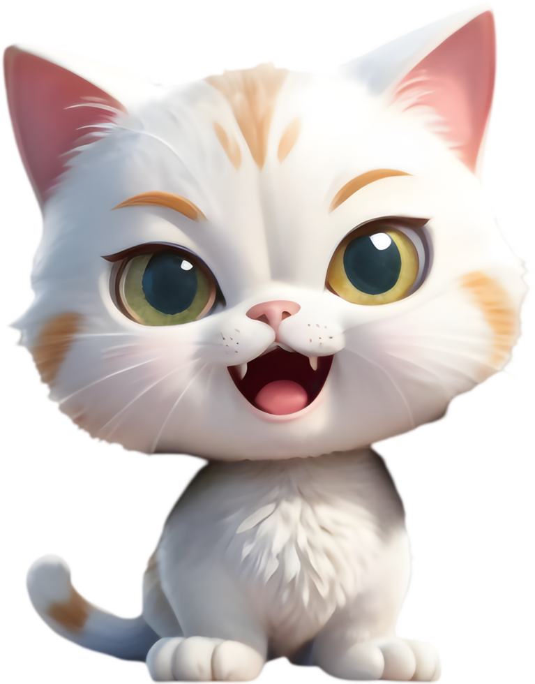 Adorable Cartoon Kitten with Bandaged Paw. .Fun Cartoon Cat Art for Kids Rooms. . png