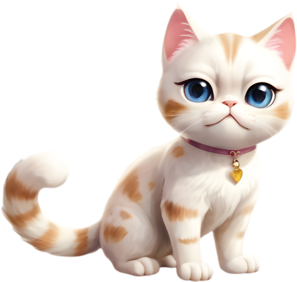 Adorable Cartoon Kitten with Bandaged Paw. .Delightful Cartoon Cat Clipart for Parties. . png