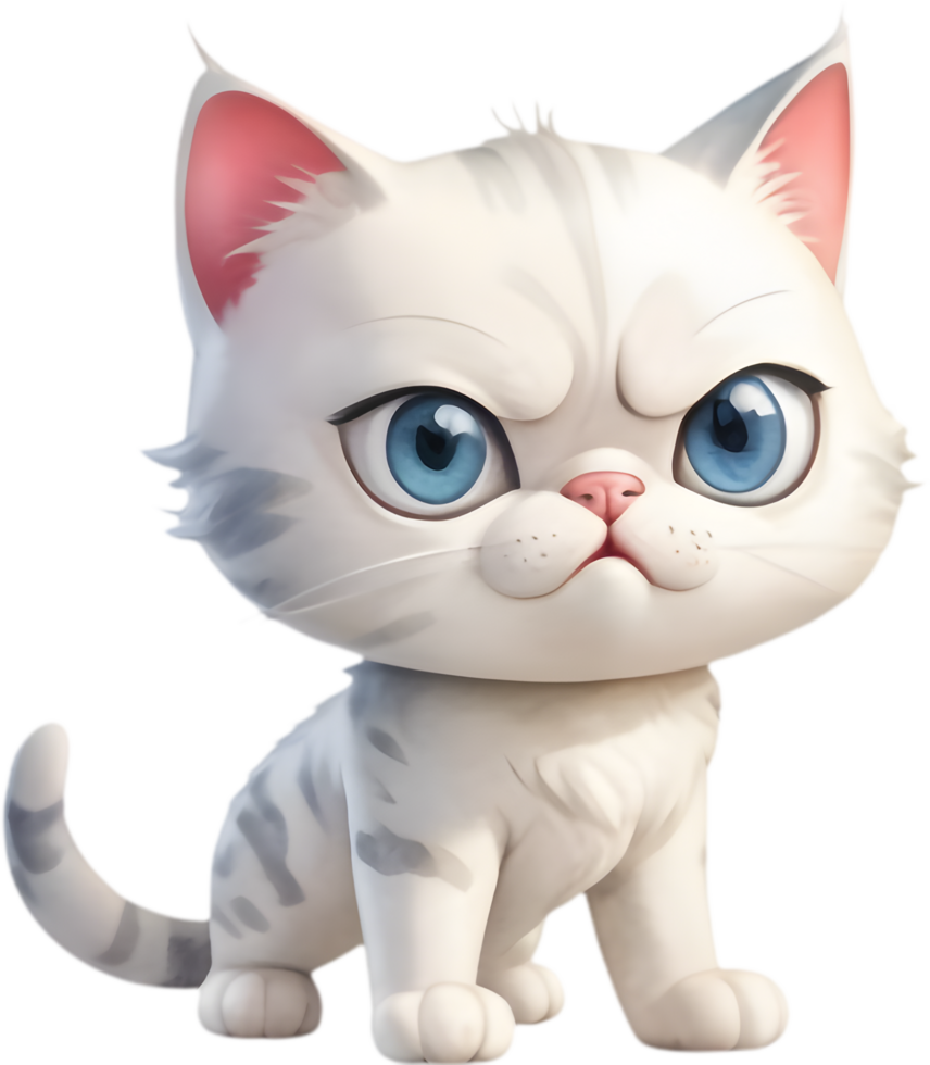 Adorable Cartoon Kitten with Bandaged Paw. .Stylish Cartoon Cat Graphics for Marketing. . png