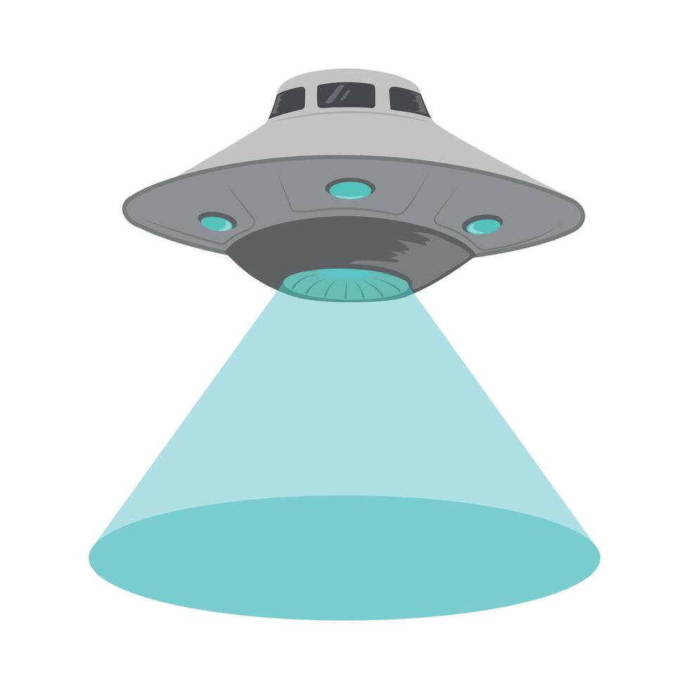 UFO with a blue light beam to the ground. vector