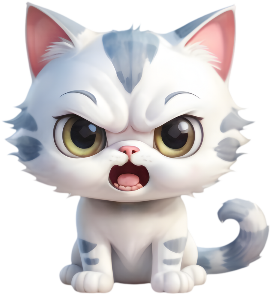 Adorable Cartoon Kitten with Bandaged Paw. .Cartoon Cat Art for Websites. . png