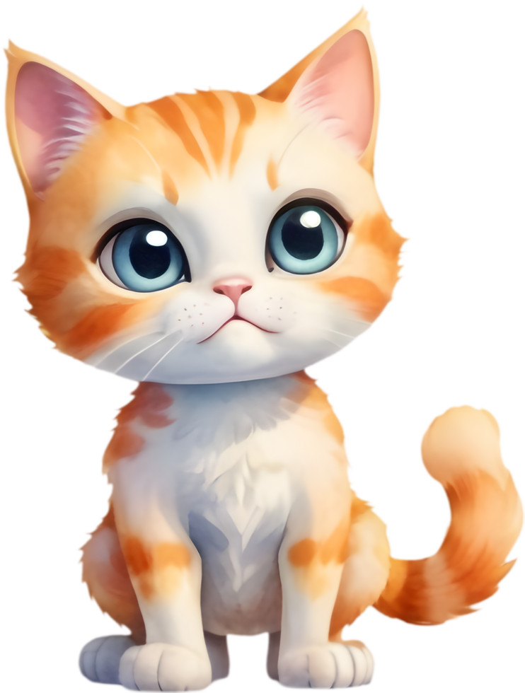 Adorable Cartoon Kitten with Bandaged Paw. .Colorful Cartoon Cat Images for Crafts. . png