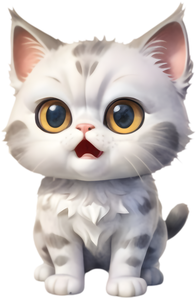 Adorable Cartoon Kitten with Bandaged Paw. .Playful Cartoon Cat Graphics for Fun. . png
