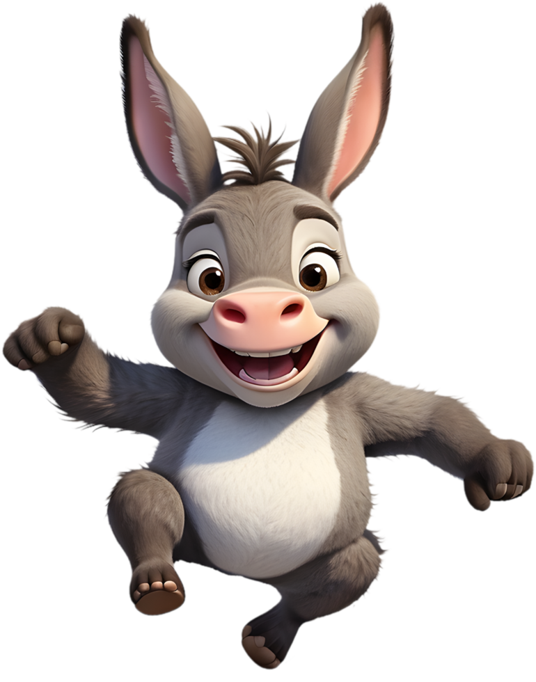 Playful Cartoon Donkey Clipart for Educational Resources and Learning Materials. . png