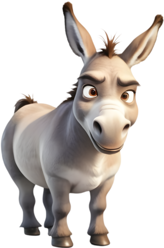Cheerful Cartoon Donkey Clipart for Stationery and Notebooks. . png