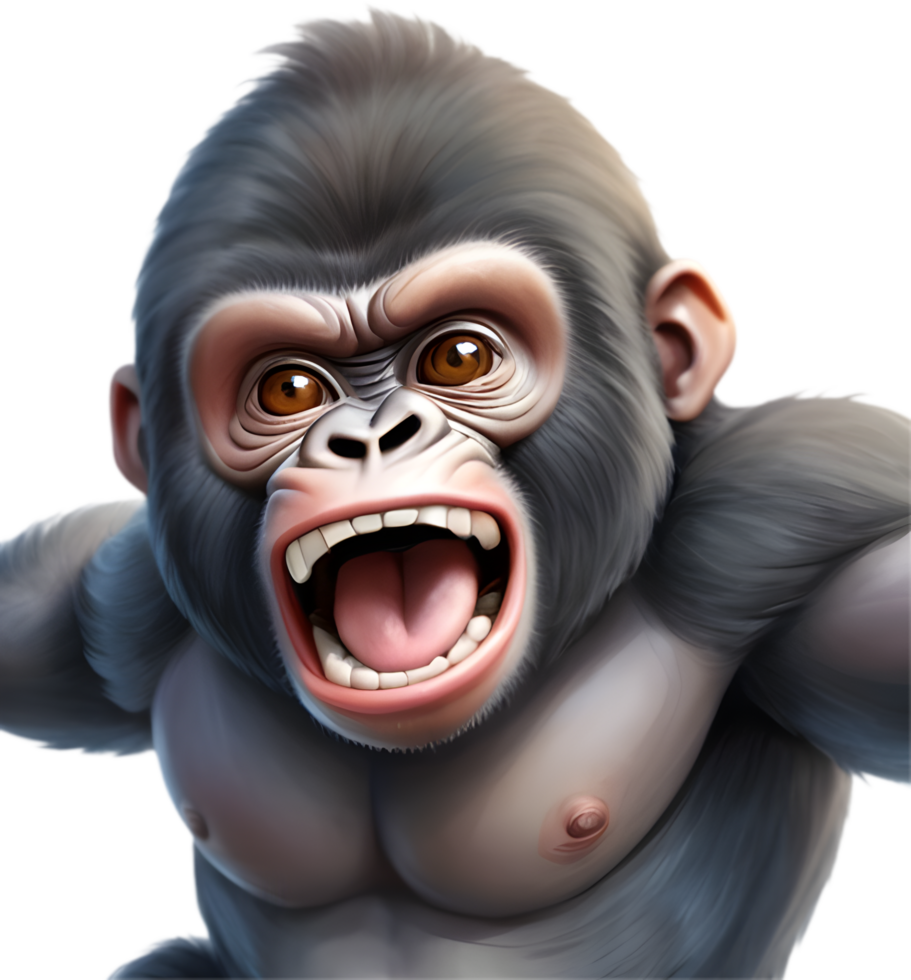Adorable Gorilla Cartoon for Fun Merchandise. . png