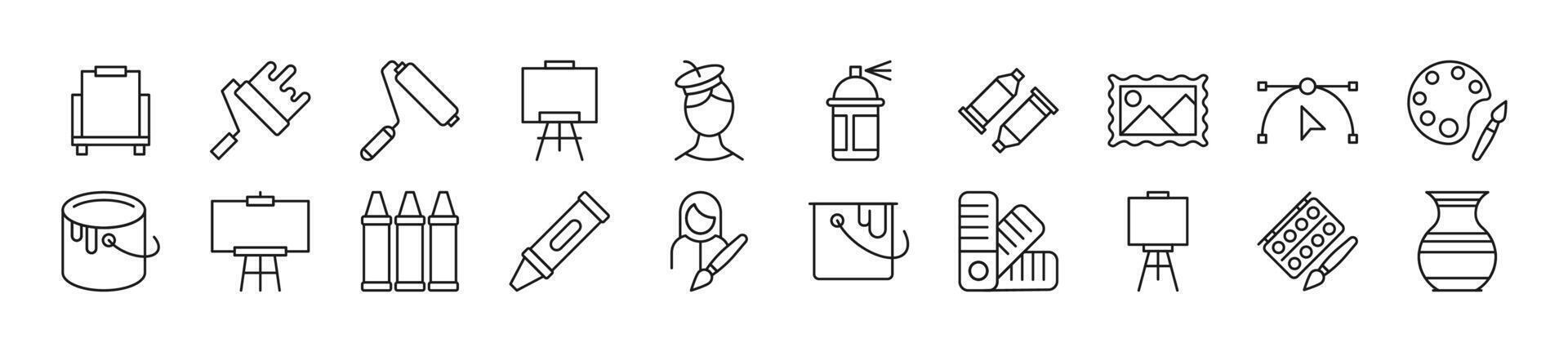 Artist Line Icons collection. Editable stroke. Simple linear illustration for web sites, newspapers, articles book vector