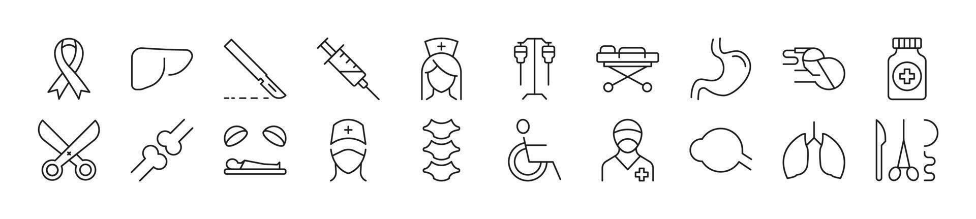 Surgeon Line Icons collection. Editable stroke. Simple linear illustration for web sites, newspapers, articles book vector