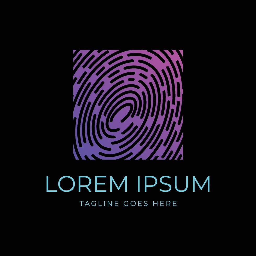 Futuristic Square Modern Fingerprint for Secure Safe Secret Strong Smart Technology Icon Symbol Illustration Design vector