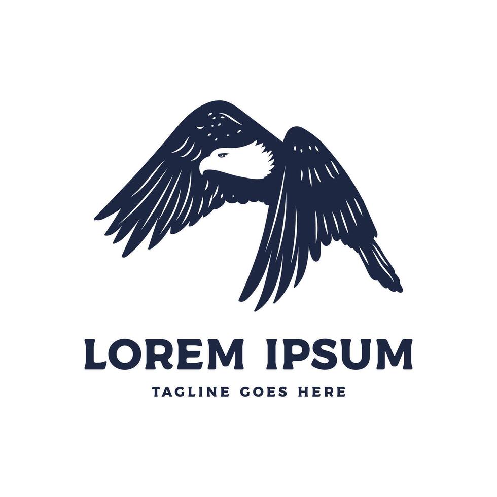 Vintage Retro American Flying Bald Eagle Hawk Falcon Bird Icon Illustration Design vector