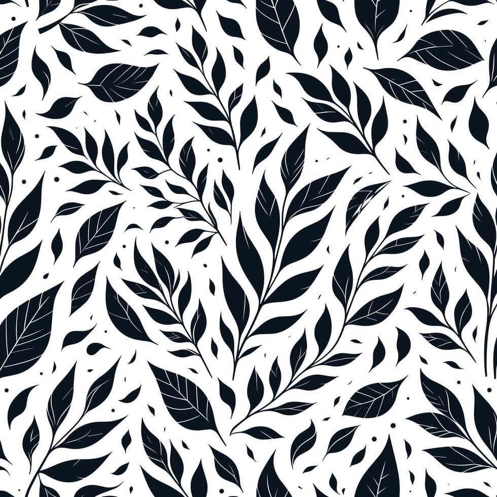 Dark Leaves Botanical Seamless Pattern vector