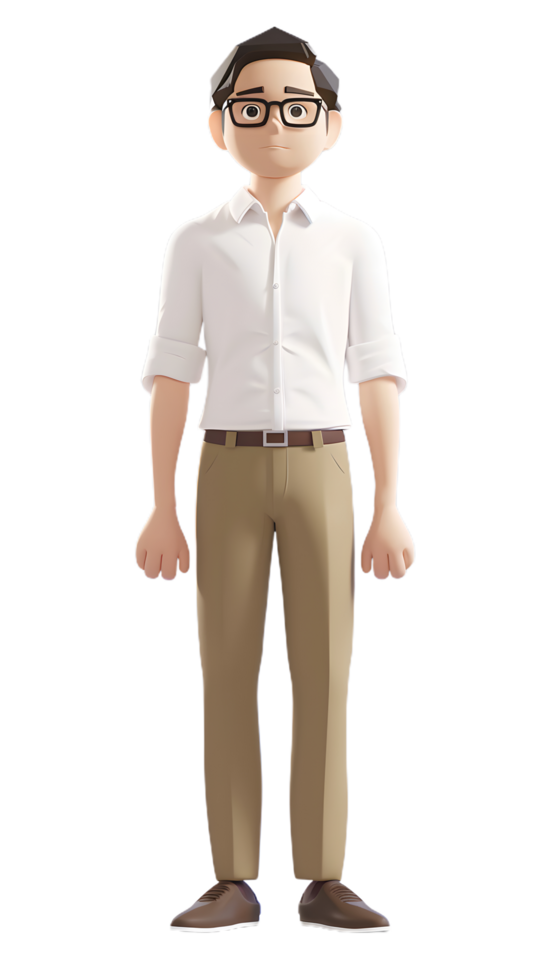 cartoon man in glasses standing on transparent background png