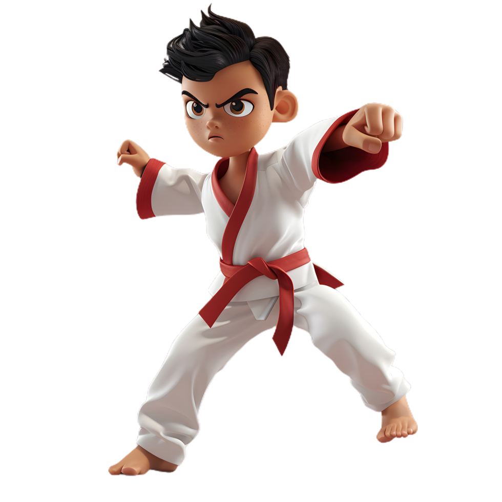 a cartoon character in karate gear png
