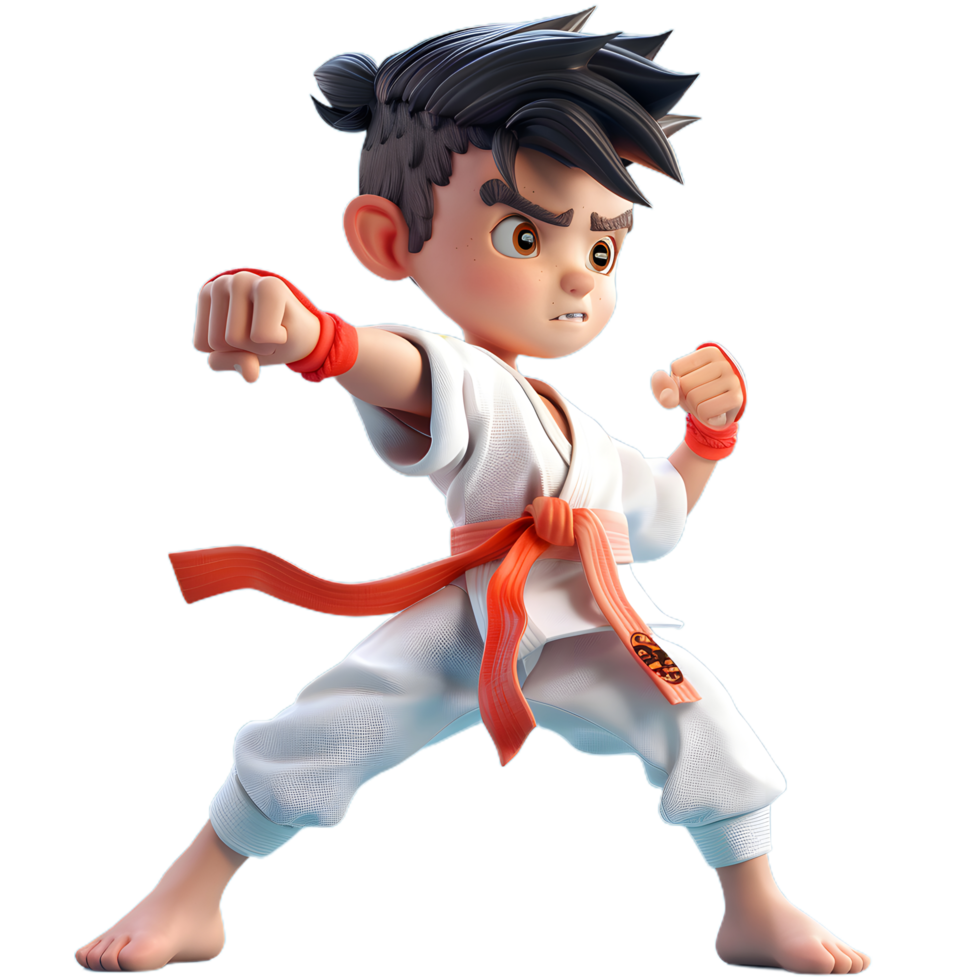a cartoon character in karate gear png