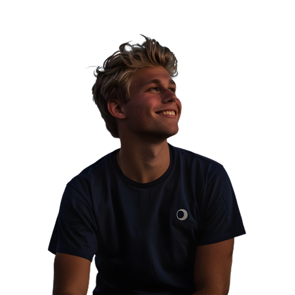 a man in a blue shirt is smiling png