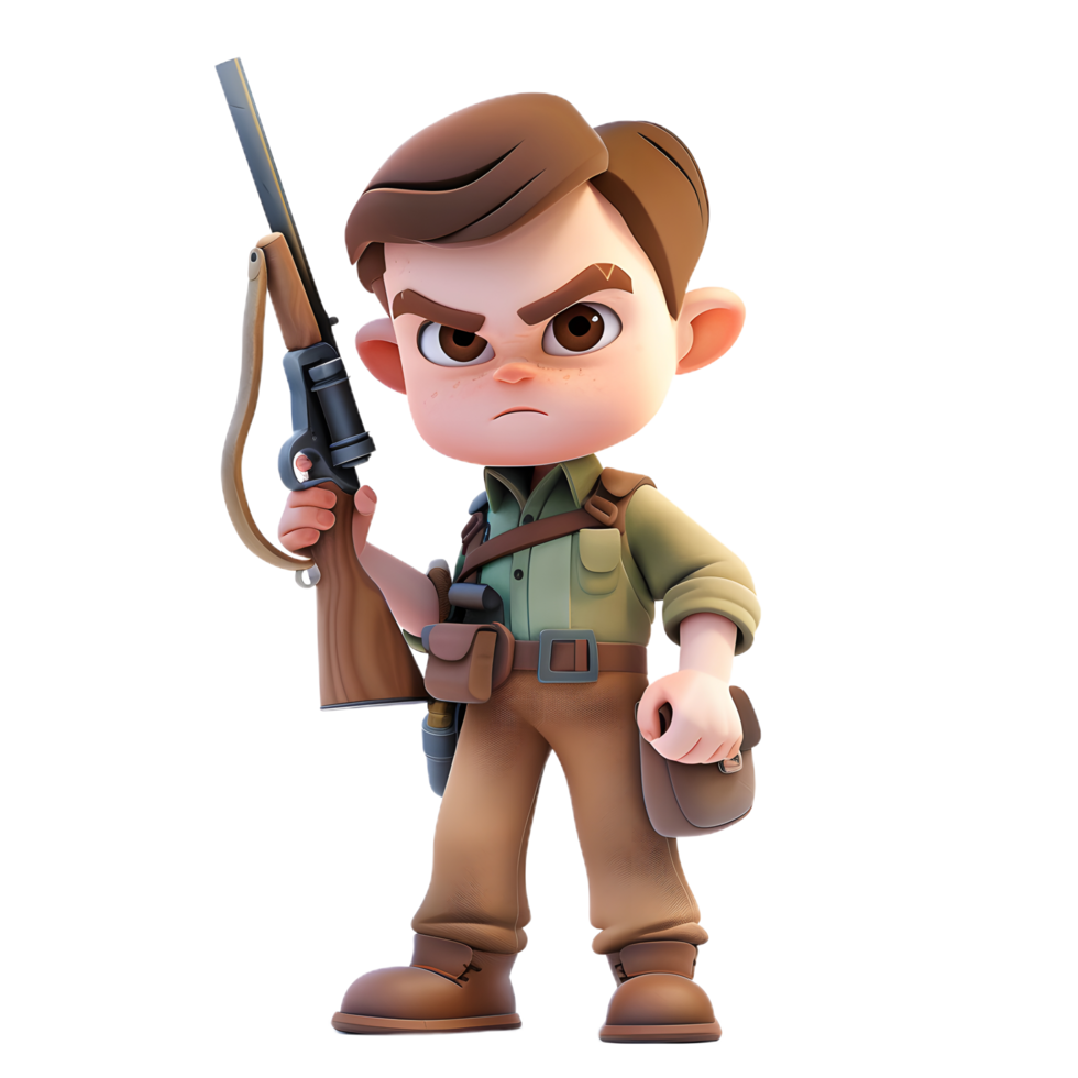 a cartoon character holding a gun and wearing a military uniform png