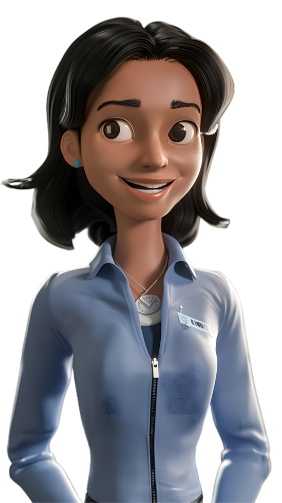 a cartoon woman in blue shirt png