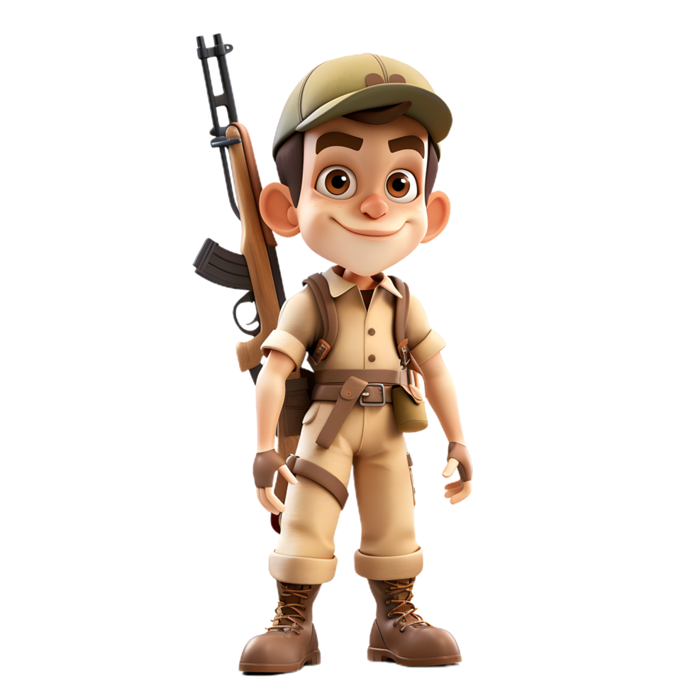 a cartoon soldier with a gun and a hat png