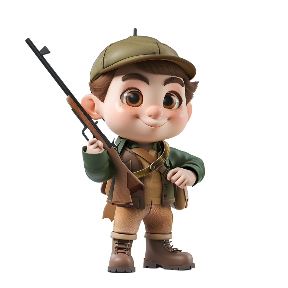 a cartoon boy holding a rifle png