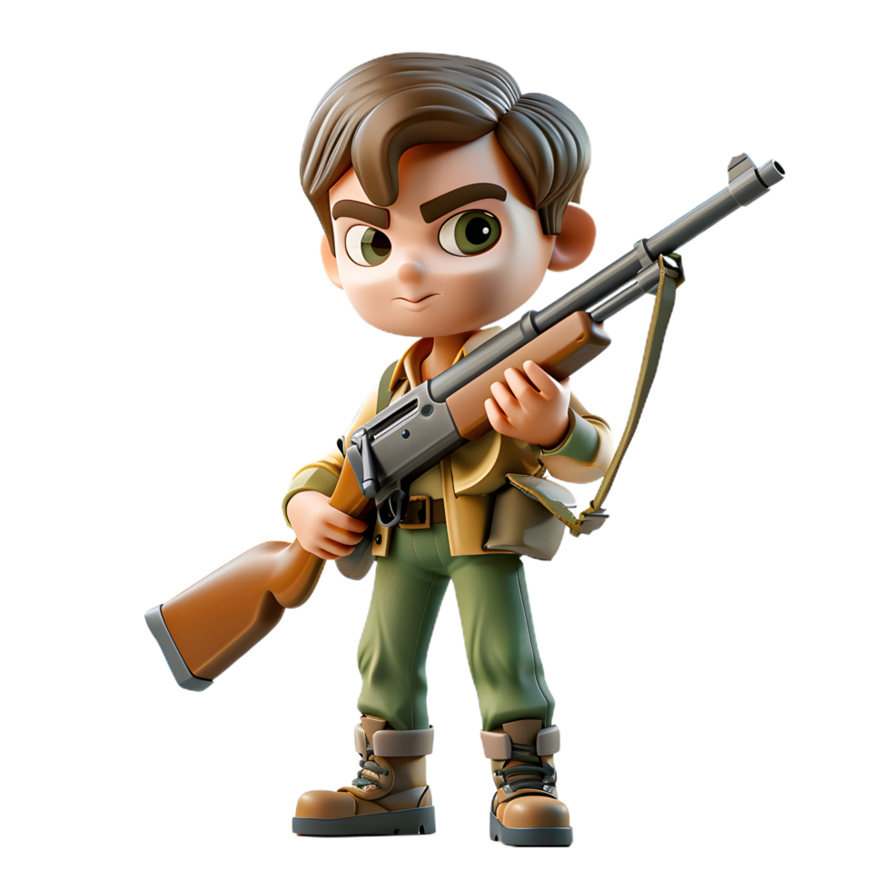 a cartoon soldier holding a rifle png