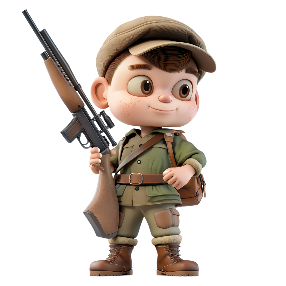 a cartoon soldier holding a rifle png