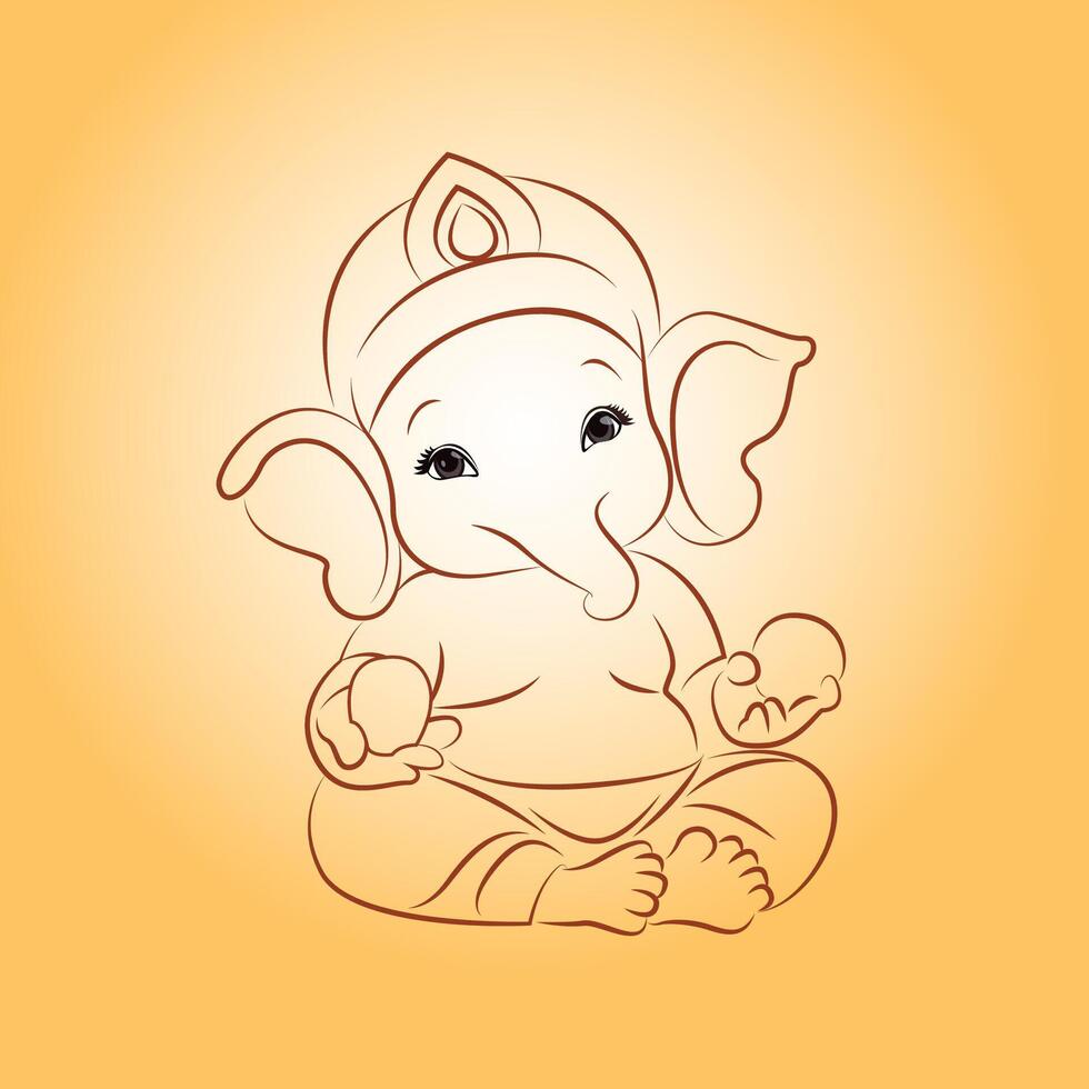 Lord Ganesh line art vector