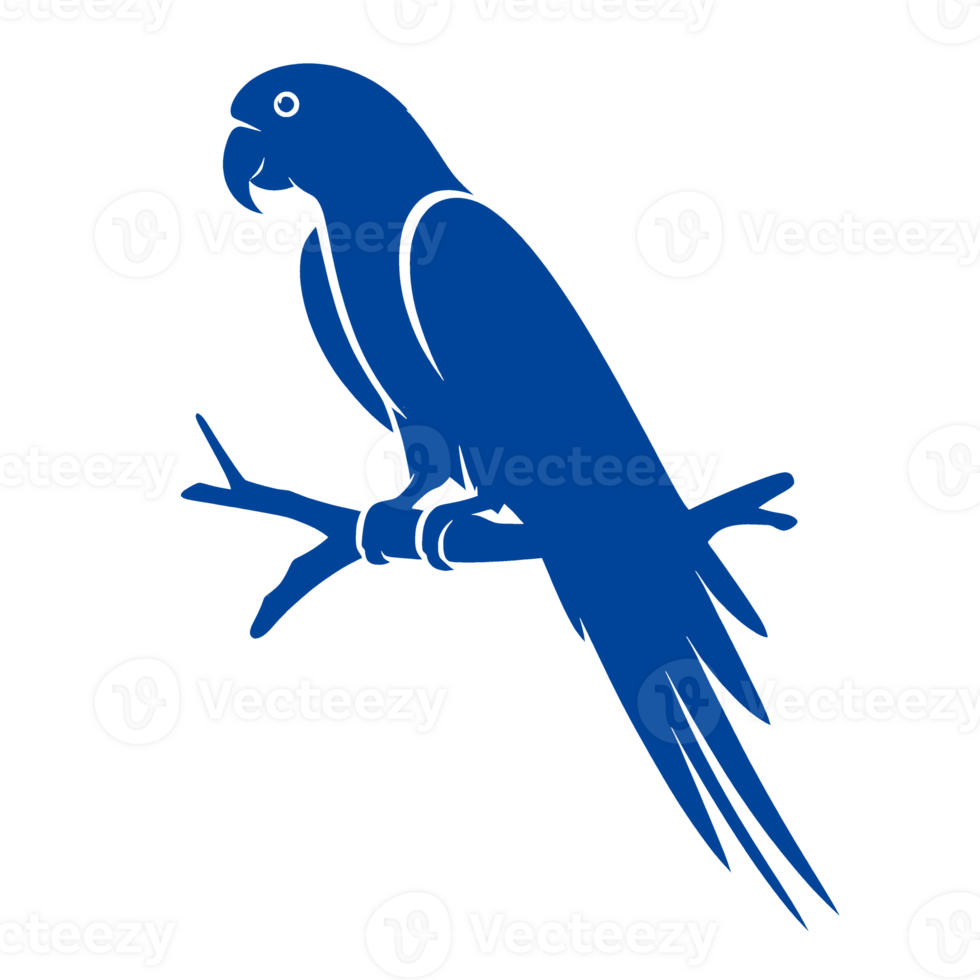 Blue Parrot Silhouette Perched on a Branch png