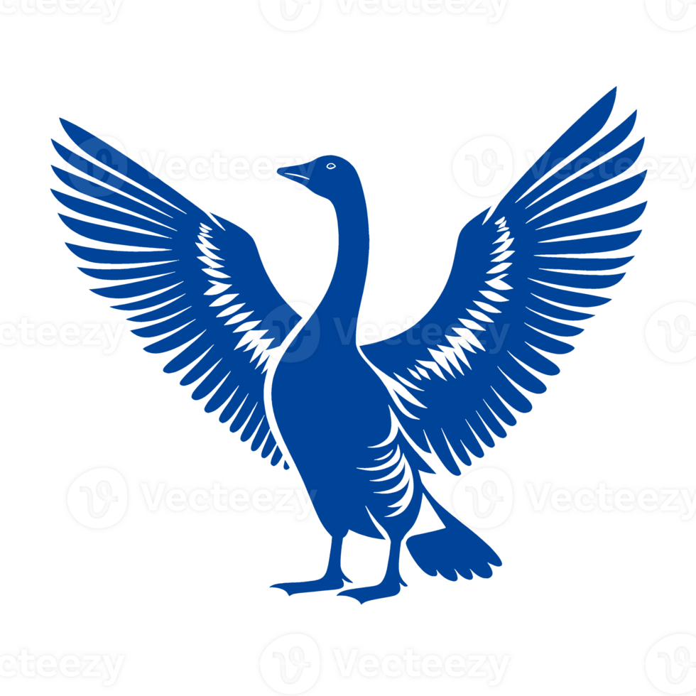 Blue Goose Silhouette with Spread Wings png