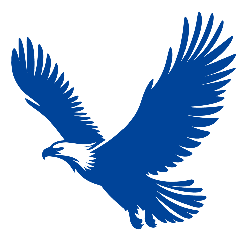 Blue Silhouette of a Soaring Eagle png
