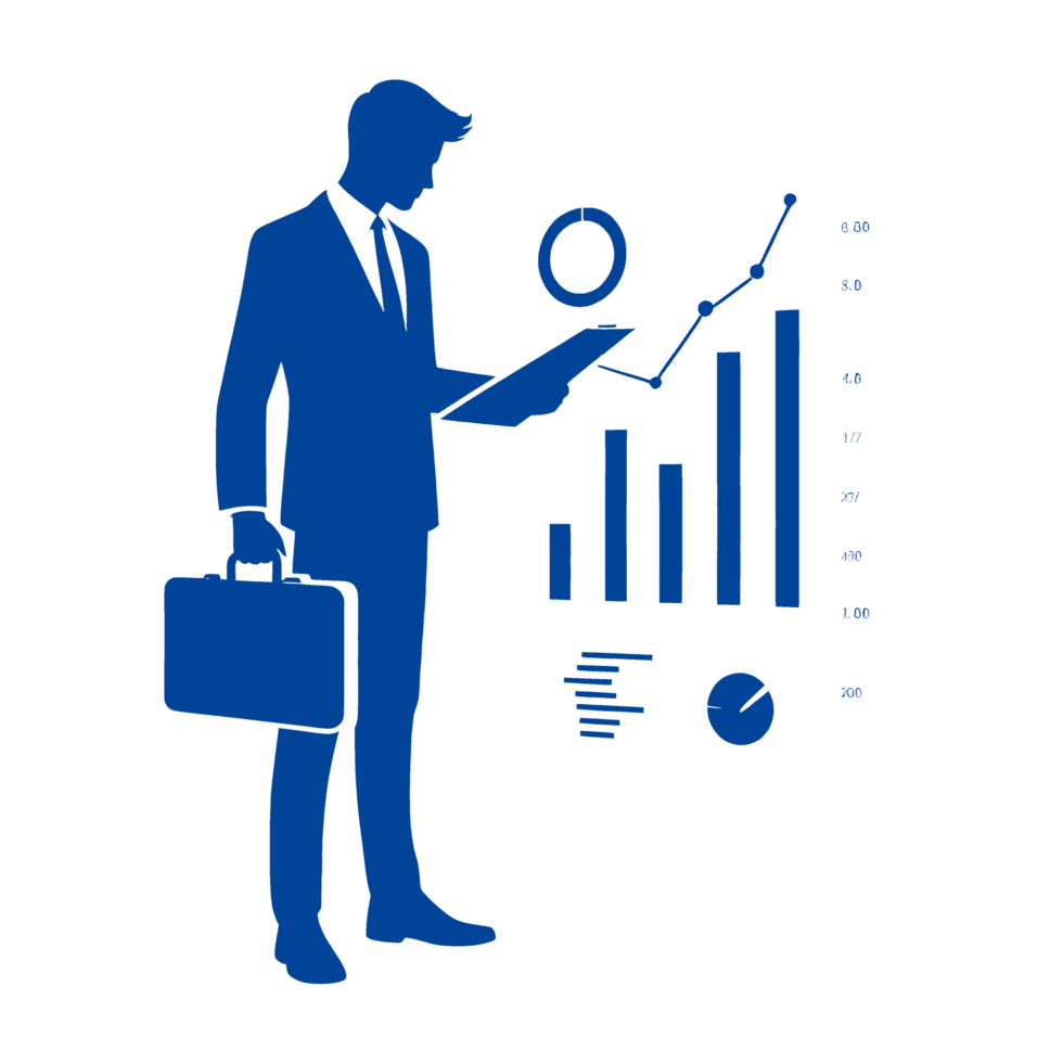 Businessman Analyzing Growth Charts and Graphs png