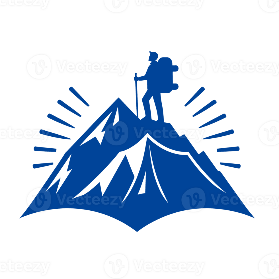 Silhouette of a Hiker Standing on a Mountain Peak png