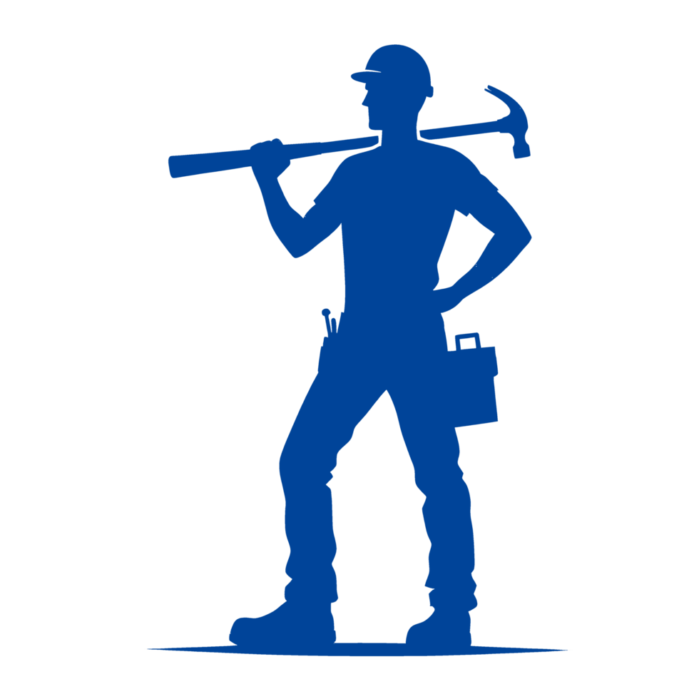 Silhouette of a Construction Worker Holding a Hammer png