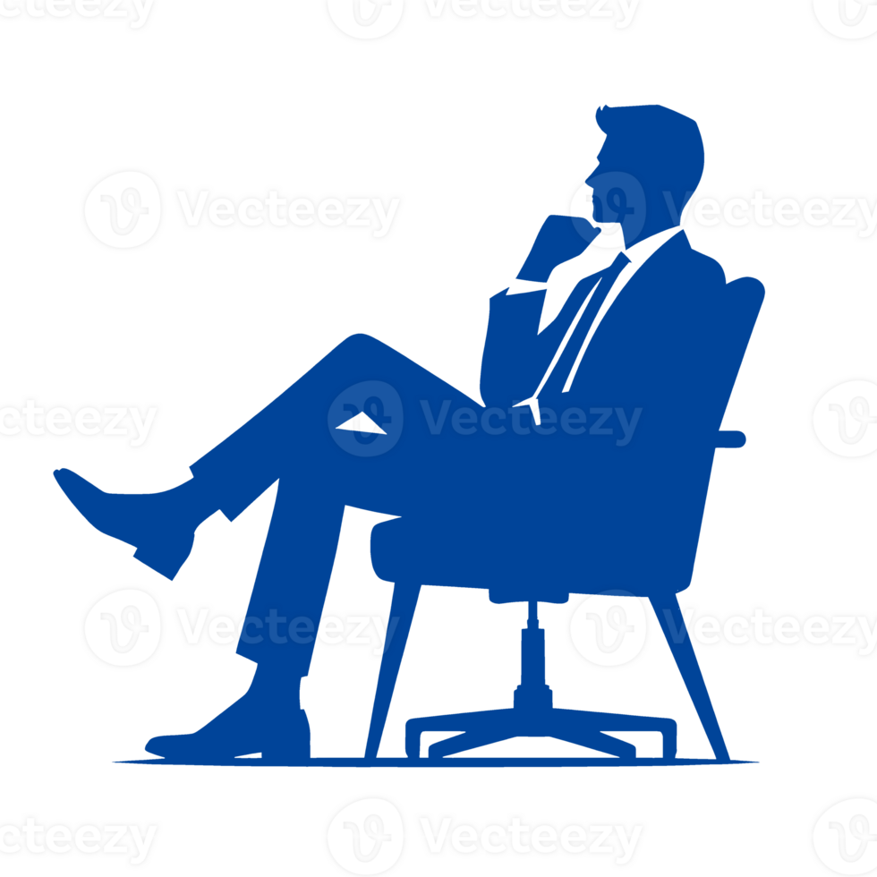 Silhouette of a Man in a Suit Sitting in a Chair png