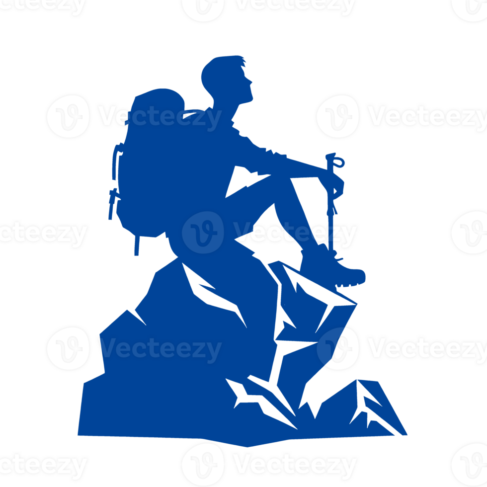Silhouette of a Hiker Resting on a Mountaintop png