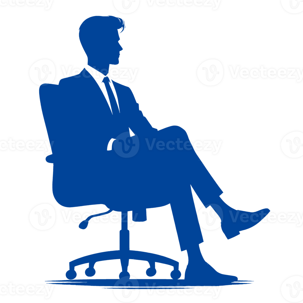 Silhouette of a man sitting in an office chair png