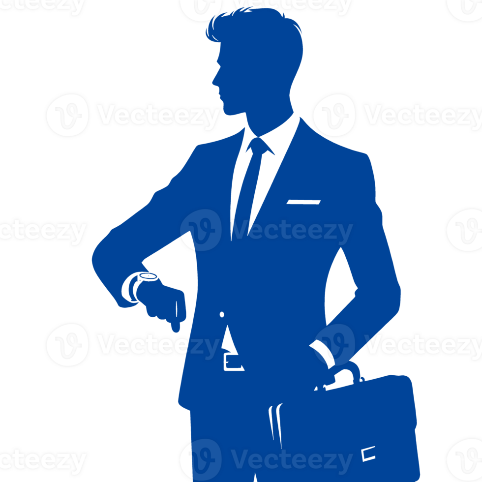 Silhouette of a Man in a Suit Checking His Watch png