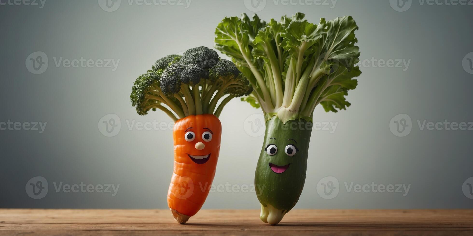 Two vegetables standing side by side Can be used to depict variety of concepts related to healthy eating, cooking, vegetarianism, or gardening. photo