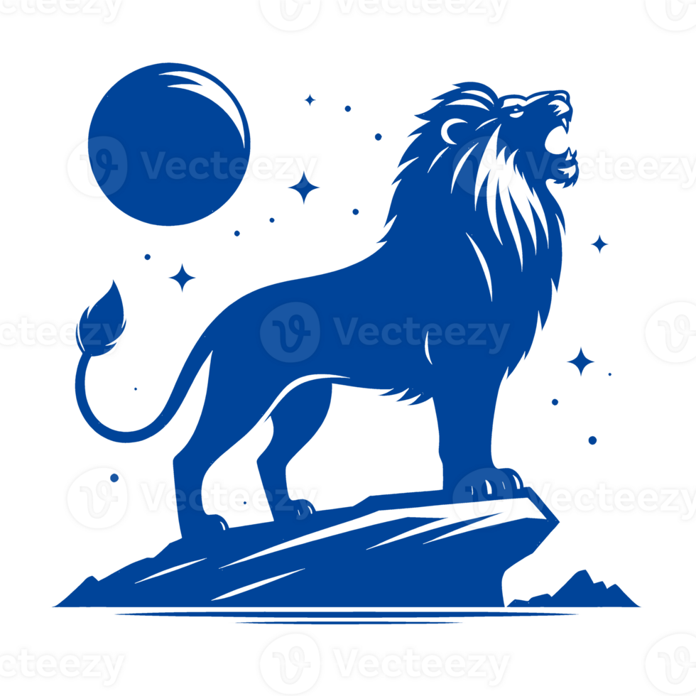 silhouette roar of lion on the rock png