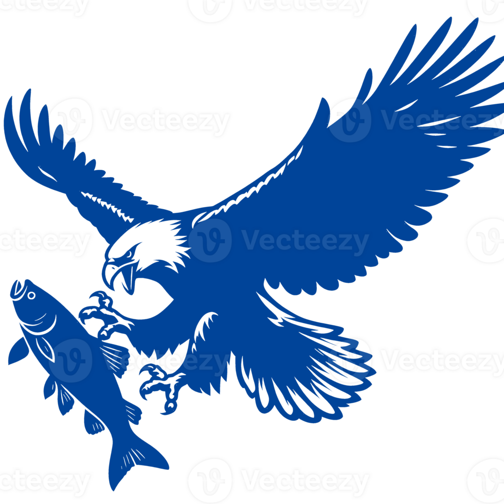 Blue Eagle Carrying a Fish in Its Talons png