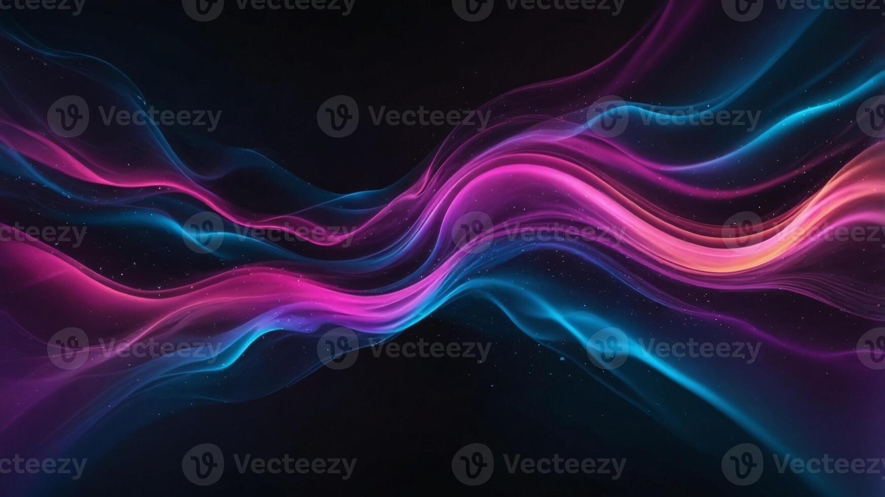 Blurred neon glow black blue pink and purple colors flow gradient background. photo