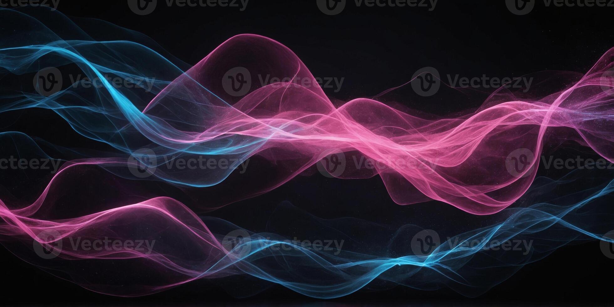 Glowing Pink and Blue Data Streams on Digital Black Background. photo