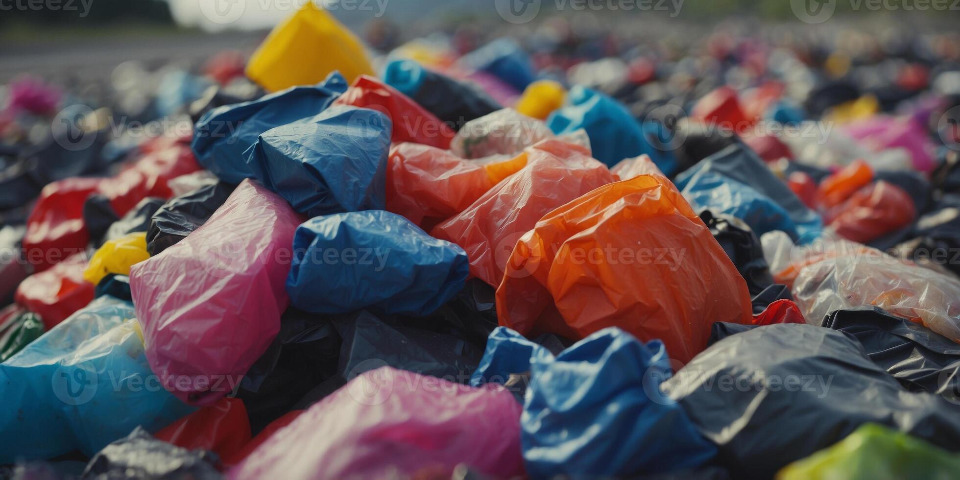 Close up of waste synthetic material on a disposal site. photo