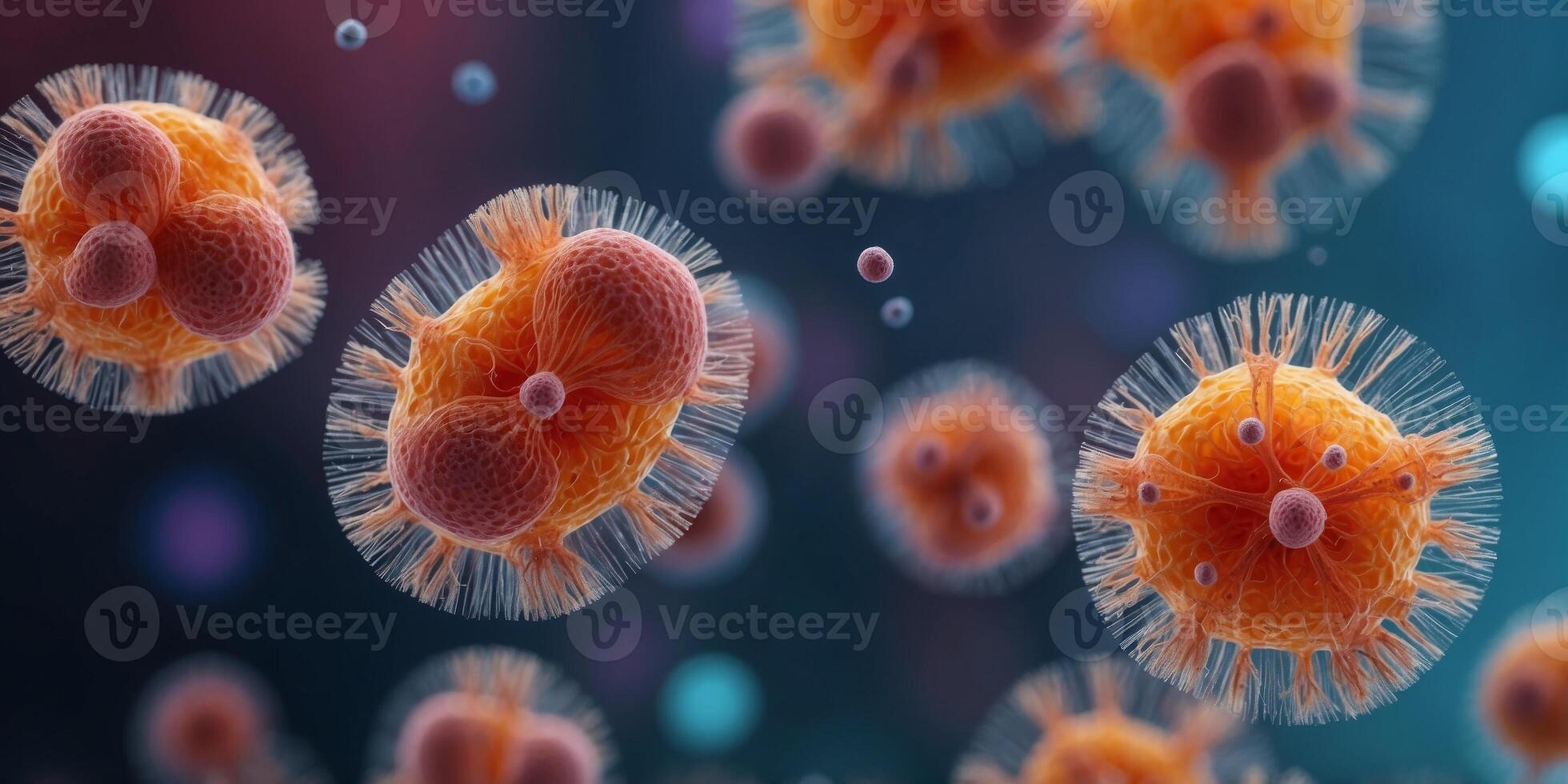 Microscopic View of Bacteria and Microorganisms. photo