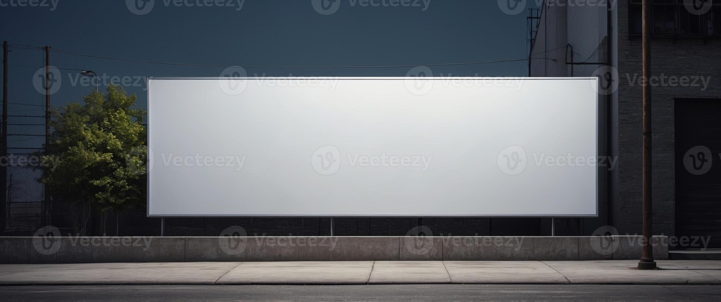 Minimalist blank billboard in an industrial area. photo