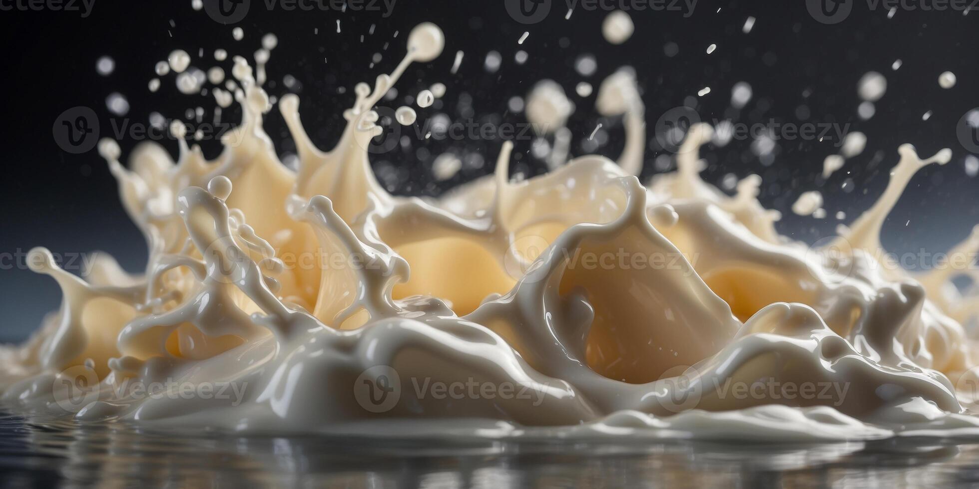 Close-up of milk splash captured in dynamic motion. photo