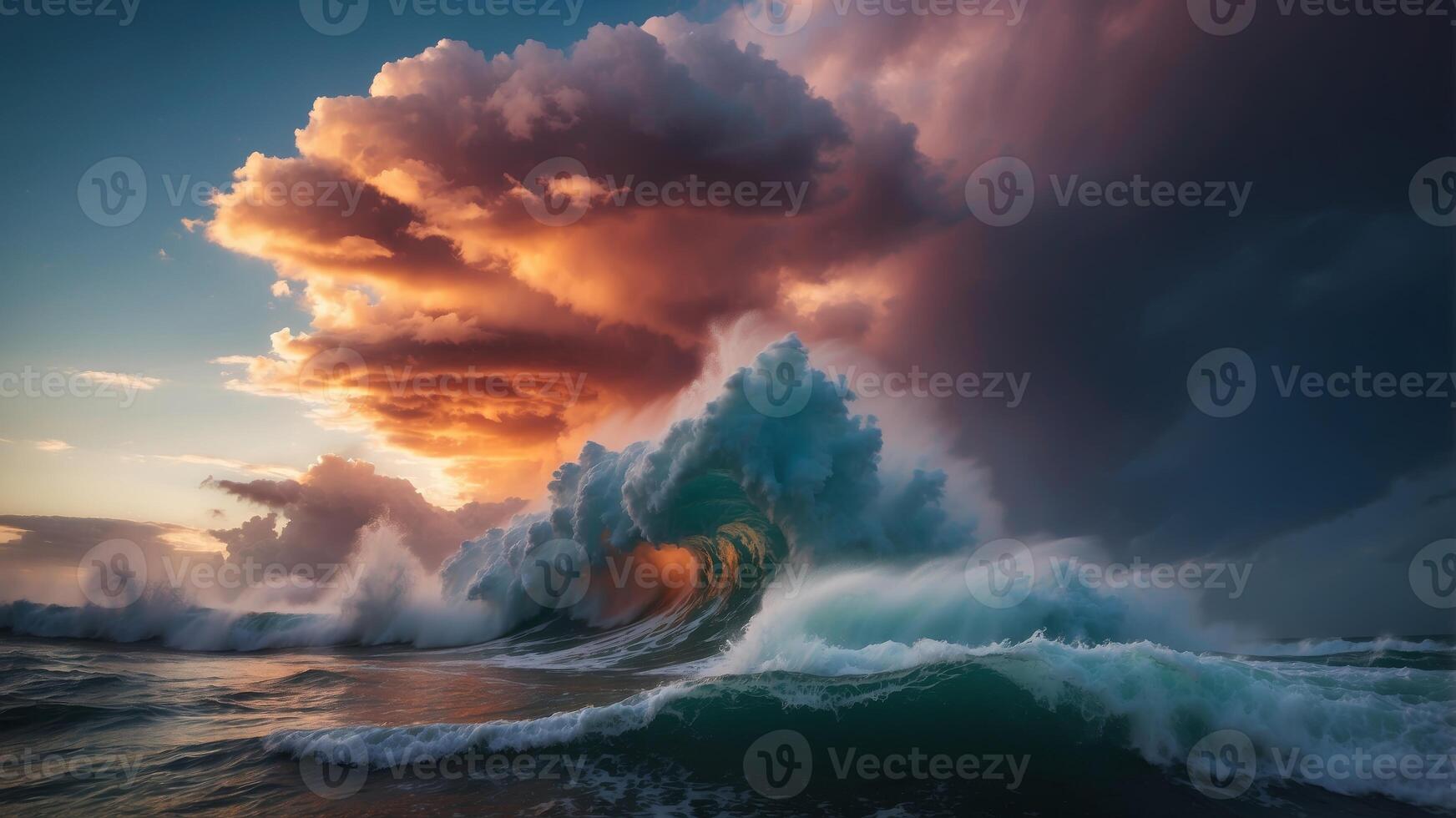 The forceful gusts of a tropical storm creating a unique circular formation of clouds. photo