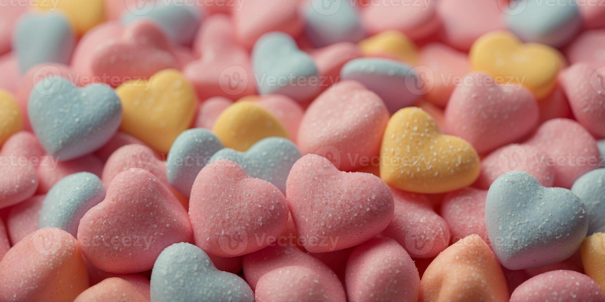 Sugar heart shaped sprinkles on pastel pink background. photo