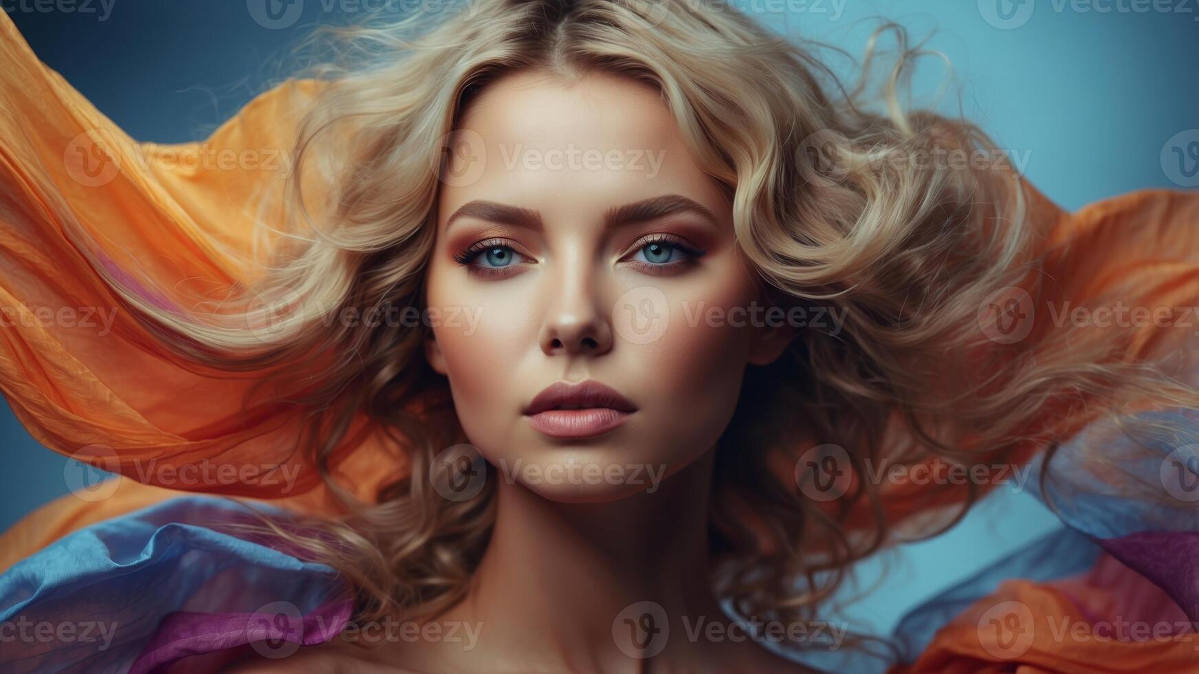 psychic and karma concept with colorful energy and karmic waves. photo