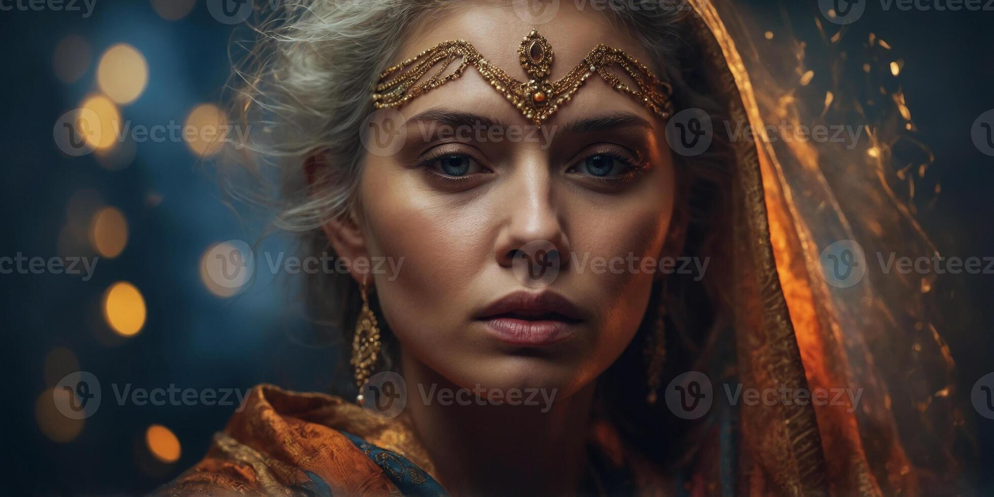 Weathered Face of Wisdom and Contemplation in Dramatic Lighting. photo
